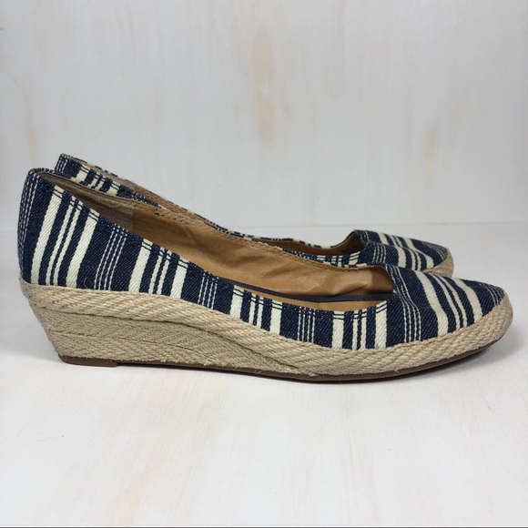 Lucky Brand Striped Espadrille Wedges Size 8 - Picture 1 of 6